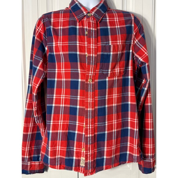 Hollister Other - Hollister California Plaid Button Front Shirt Red Blue White Size Medium